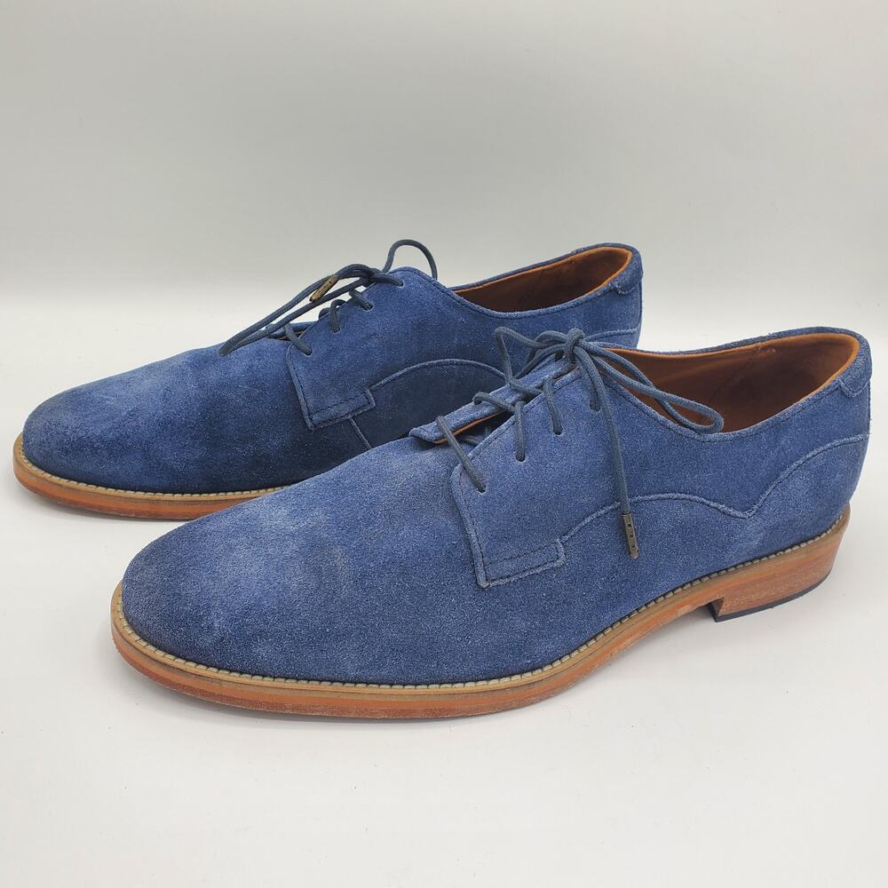 J Shoes Indi Buck Blue Suede Leather Lace Oxford Derby Dress Shoe USA Men's 8.5